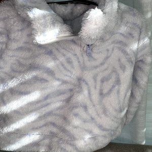 All in Motion Size XS Marble Tie Dye Print Furry Sweater White - target brand